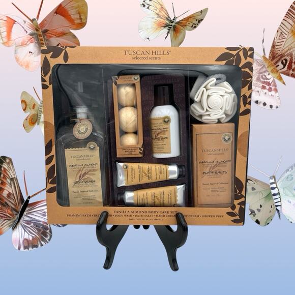 Tuscan Hills: Vanilla Almond Body Care Set- 7 Piece Set NEW - Picture 1 of 10